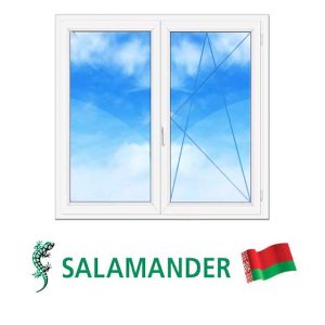 Двухстворчатое ПВХ окно Salamander
