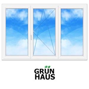 Трехстворчатое ПВХ окно Grunhaus